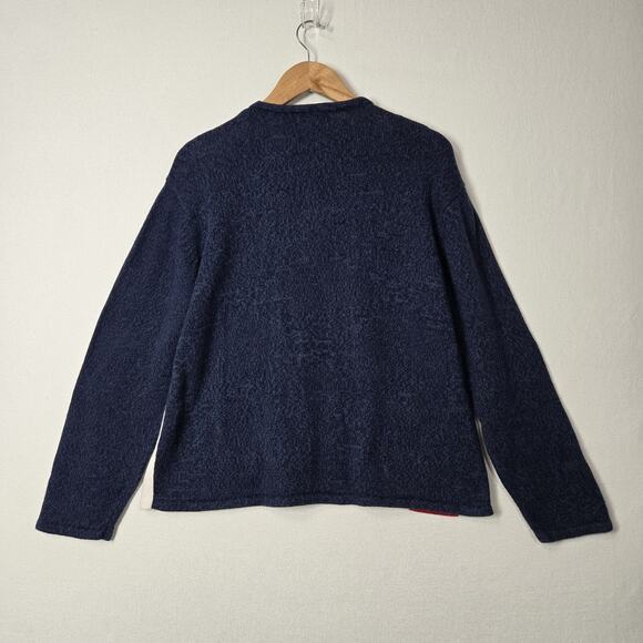 VTG Tiara International Cardigan Sweater sz L Red White Blue Zip Front Patriotic - Picture 7 of 13